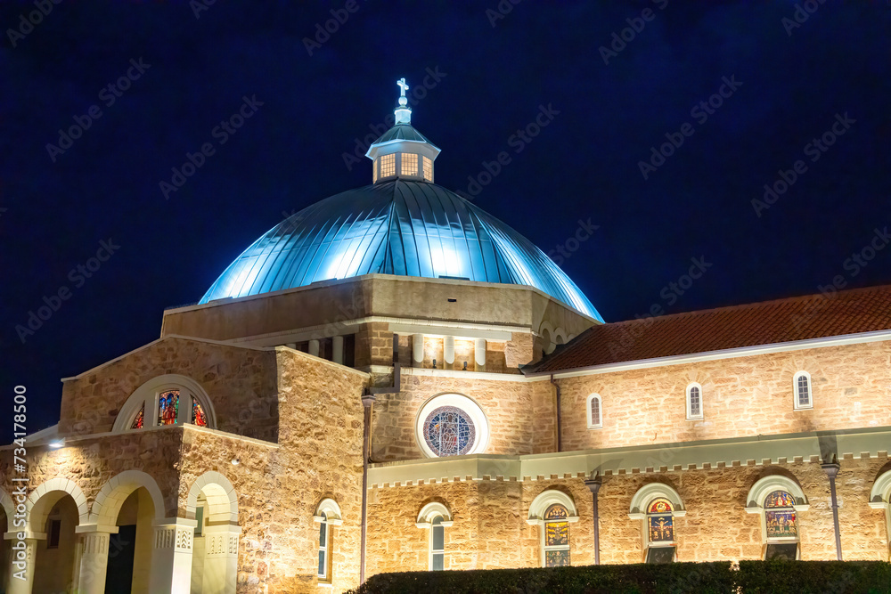 St Francis Xavier Cathedral in Geraldton at night, exterior view - Australia