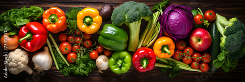 Fresh and Colorful Assorted Vegetables on a Wooden Table - Display of Nutritious Raw Food