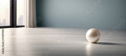 Minimalistic simple light pearl background for product presentation, Incident light from the window on the wall and floor
