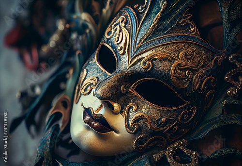 Venetian carnival  mask, carnival party. Generative AI © Christopher