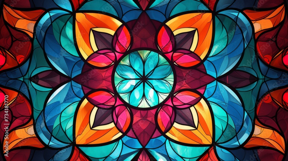 Stained glass window background with colorful abstract. Stained glass window background with colorful abstract.