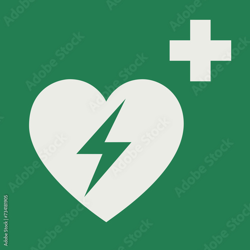 SAFETY CONDITION SIGN PICTOGRAM, Automated external heart defibrillator ISO 7010 – E010, SVG