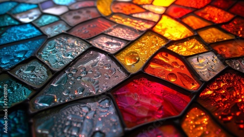 Stained glass window background with colorful abstract. © soysuwan123