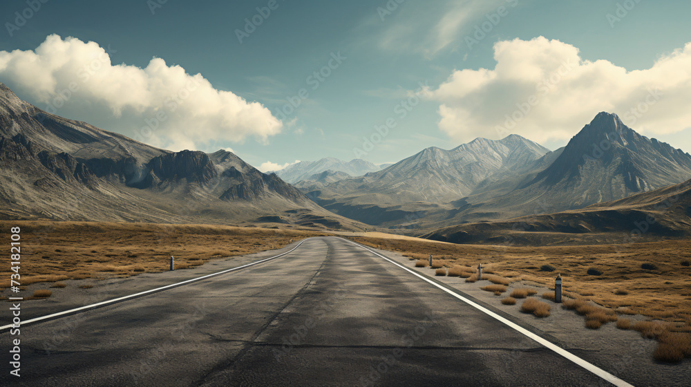 Asphalt road in mountainous terrain