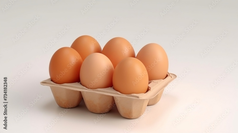 eggs in a basket,Six eggs in a cardboard carton
