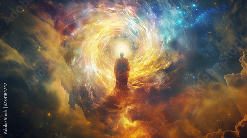 A visual spectacle illustrating the fusion of holy light and darkness