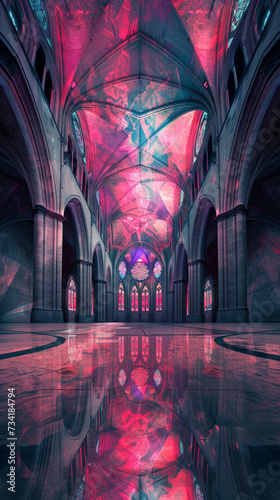 An abstract interpretation of serenity enveloped in a gothic cathedral for a dynamic 3D animator photo