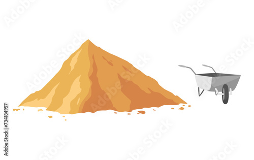Building material. Heap of sand. Cartoon supplies for buildings works. Construction concept. Illustration can be used for construction sites or illustrate renovation works