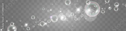 Air bubbles.Soap foam vector illustration on a transparent background.	

