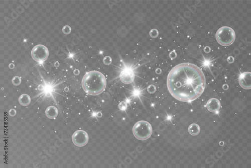 Air bubbles.Soap foam vector illustration on a transparent background.	


