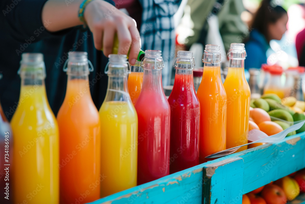 Tropical Tastes: Fresh Juice Selection Scene