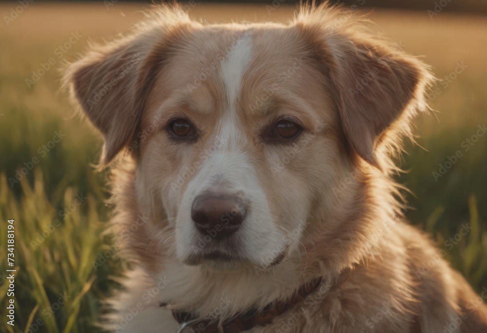 Fototapeta premium portrait of dog among the grasses