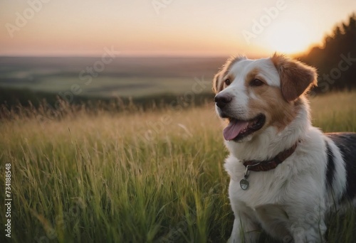 portrait of dog among the grasses