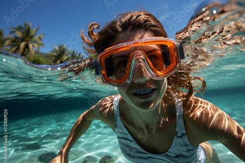 Woman snorkeling while on summer vacation