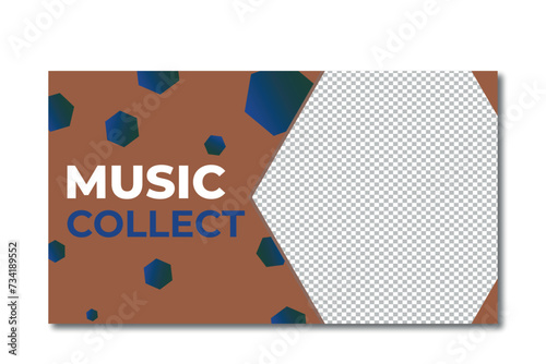 Free vector flat abstract music YouTube thumbnail template