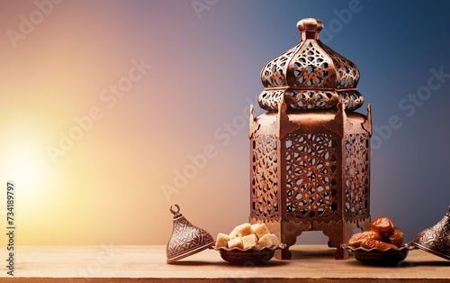Muslim arabic retro lamp on desk