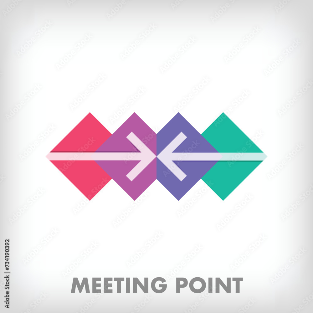 Creative meeting point arrow logo. Unique color transitions. Guidance, wayfinding and combination logo template. vector Creative meeting point arrow logo. Unique color transitions. Guidance, wayfinding and combination logo template. vector