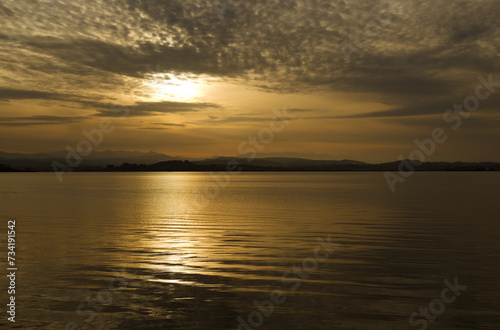 Cantabria  Bay of Santander  evening light seen from the water level