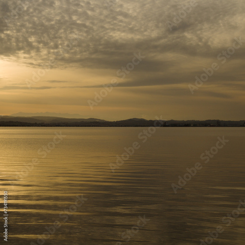 Cantabria, Bay of Santander, evening light seen from the water level