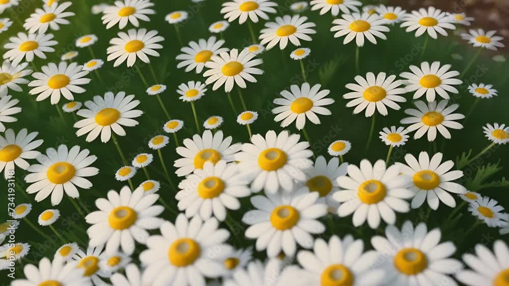 White and yellow daisies on a green meadow. Beautiful wild flowers White and yellow daisies on a green meadow. Beautiful wild flowers