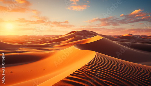 Majestic African landscape arid, remote, tranquil, striped with vibrant beauty generated by AI