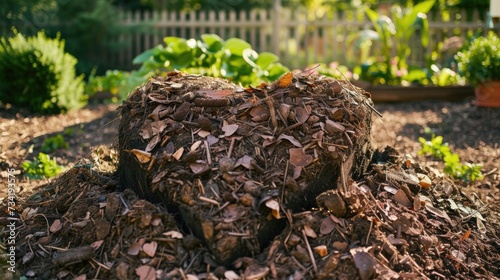 Heart-shaped composting love - sustainable gardening stock photo.