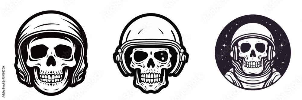 set of skull wearing helmet astronaut vector illustration isolated transparent background logo, cut out or cutout t-shirt design set of skull wearing helmet astronaut vector illustration isolated transparent background logo, cut out or cutout t-shirt design