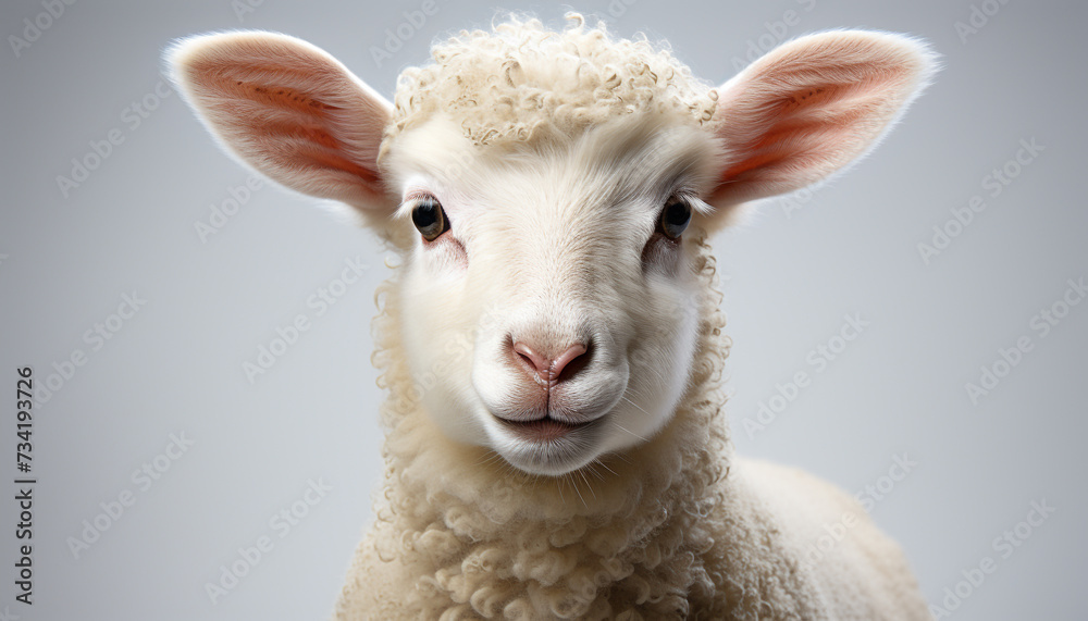 Fototapeta premium Cute farm animal, young goat, looking at camera with innocence generated by AI
