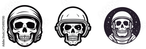 set of skull wearing helmet astronaut  vector illustration isolated transparent background logo, cut out or cutout t-shirt design © Ilona