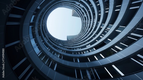 A striking architectural marvel, this building twists upwards in a seamless spiral design photo