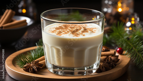 Fresh milkshake, creamy dessert, sweet chocolate, gourmet coffee, healthy snack generated by AI