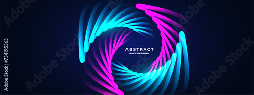 Blue abstract background with spiral shapes. Technology futuristic template. Vector illustration.
