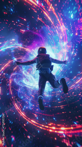 Cybernetic pulse in quantum rhythm skydiver soars through neon solar dreams © BOMB8