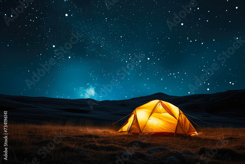 Nocturnal Oasis: Tent Lit by the Night's Radiance © Andrii 