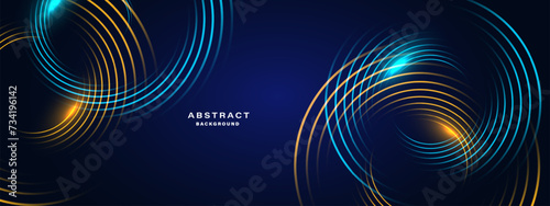Blue abstract background with spiral shapes. Technology futuristic template. Vector illustration.

