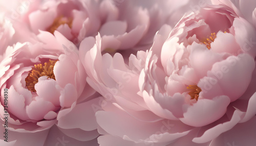 Closeup of pink Peony flowers background
