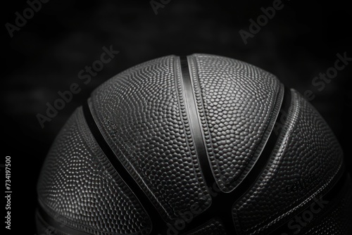 black and white photo of basketball on dark background © Adito