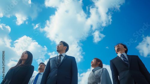 Skyward Reflections: Japanese Business Unity