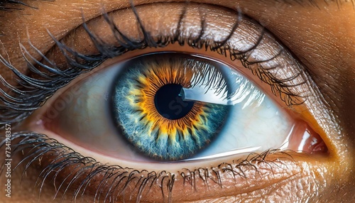 human eye close up macro pupil iris eyelids and eyelashes detail