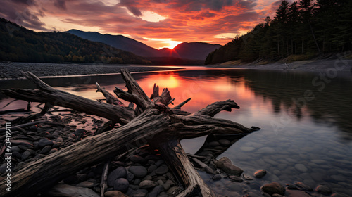  Driftwood and sunset Appalachian Mountains