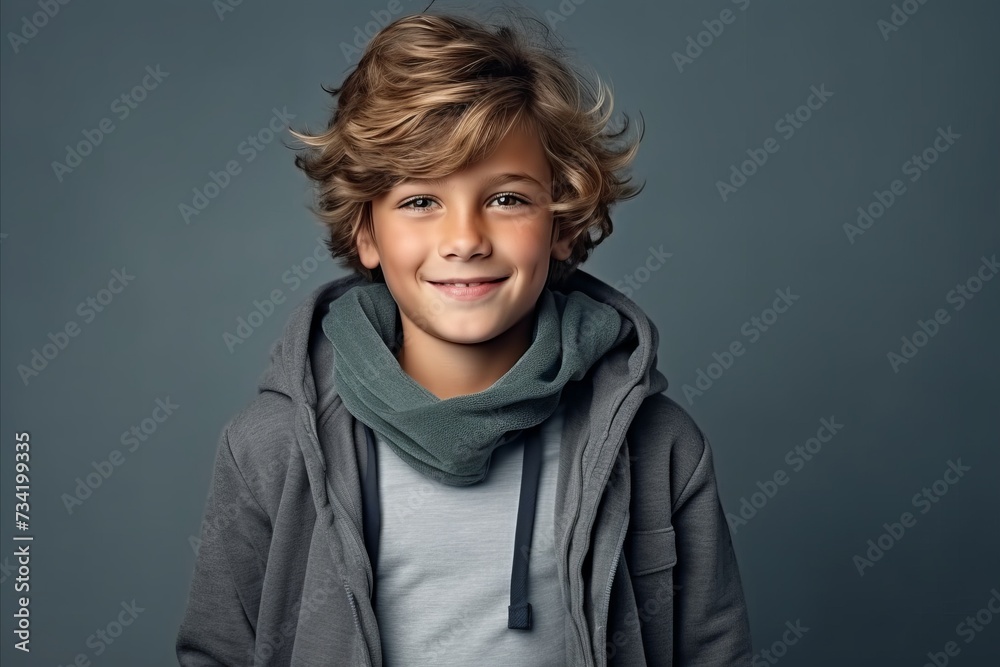 Portrait of a cute little boy with blond curly hair. Studio shot. Portrait of a cute little boy with blond curly hair. Studio shot.
