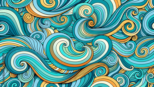 Seamless abstract pattern, tangle wavy hair background