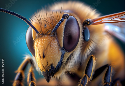 Close-Up honey bee isolated. Generative AI