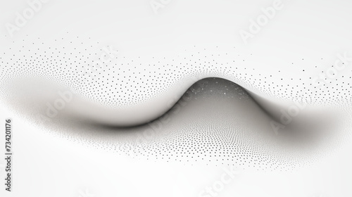 Abstraction in the form of dots on a white background. Concept of a sound wave in 3D space.