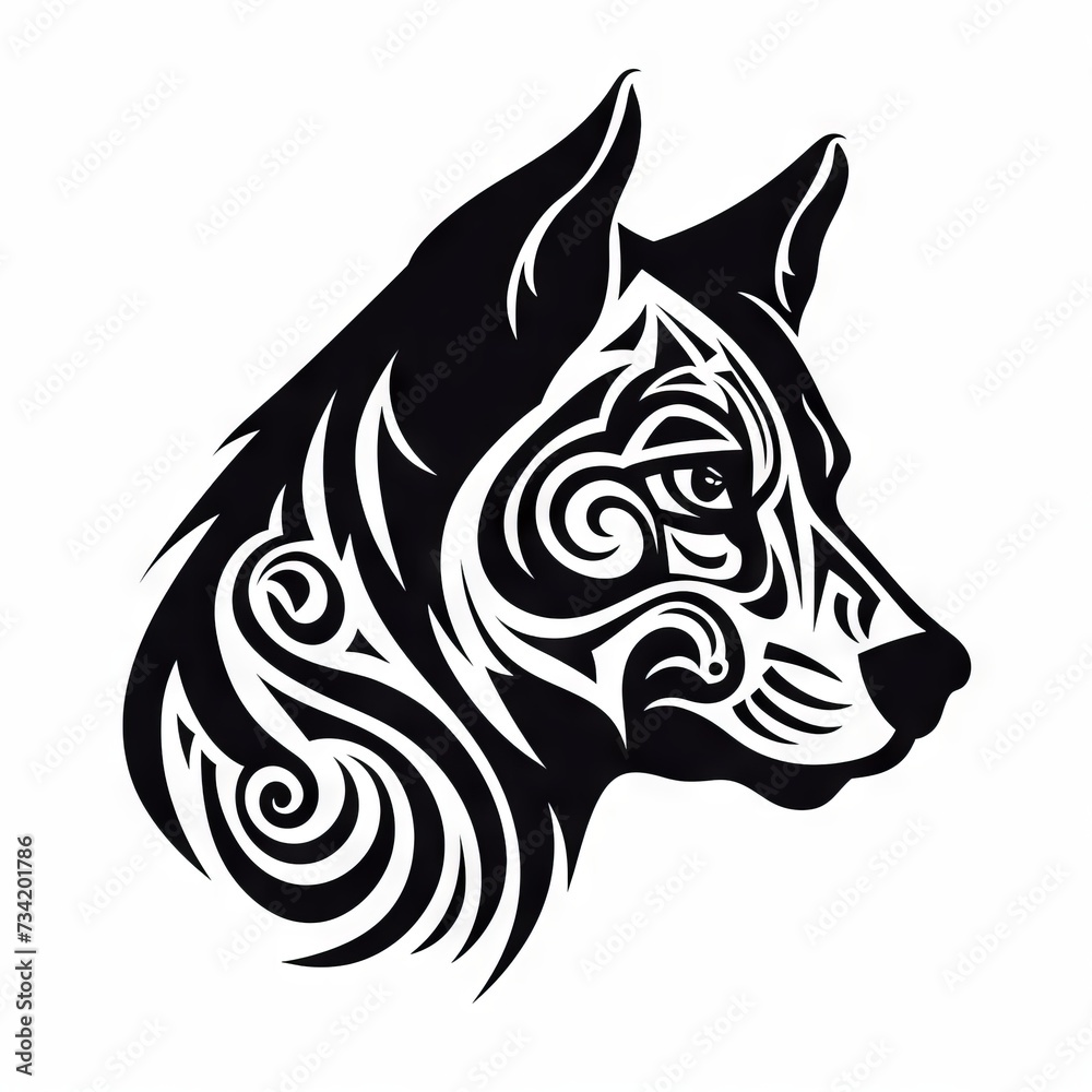 Dog Tribal Vector Monochrome Silhouette Illustration Isolated on White Background - Tattoo - Clipart - Logo - Graphic Design Element Dog Tribal Vector Monochrome Silhouette Illustration Isolated on White Background - Tattoo - Clipart - Logo - Graphic Design Element