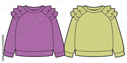 Girls sweat shirt with ruffles on sleeve