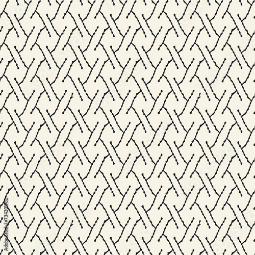 Monochrome Basket Weave Motif Textured Pattern
