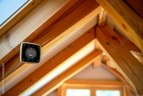 Green Cabin Tech: Eco-Thermostat with Wooden Accents