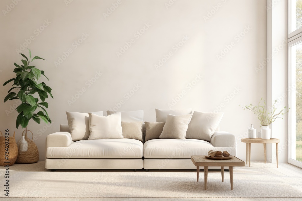 Modern Minimal clean clear contemporary living room, Modern Minimal clean clear contemporary living room home interior design daylight background beige white sofa couch in living room, Ai generated Modern Minimal clean clear contemporary living room, Modern Minimal clean clear contemporary living room home interior design daylight background beige white sofa couch in living room, Ai generated