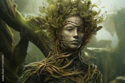 Organic rainforest human. Surreal nature. Generate ai